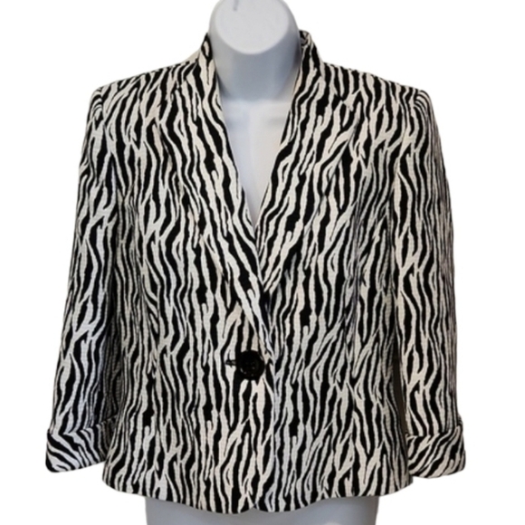 Liz Claiborne Zebra Striped Cropped Suit Blazer - Picture 1 of 6